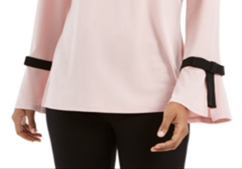 Top de crepe feminino Charter Club com manga amarrada, rosa, tamanho XX-G