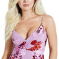 Vestido curto Guss feminino com estampa floral e sobrepeliz roxo tamanho grande
