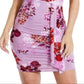 Vestido curto Guss feminino com estampa floral e sobrepeliz roxo tamanho grande