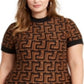 Vestido estampado Geo Junior Planet Gold marrom tamanho 2X