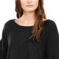 Poncho feminino Alfani com decote canoa canelado, preto, tamanho extragrande