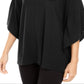 Poncho feminino Alfani com decote canoa canelado, preto, tamanho extragrande