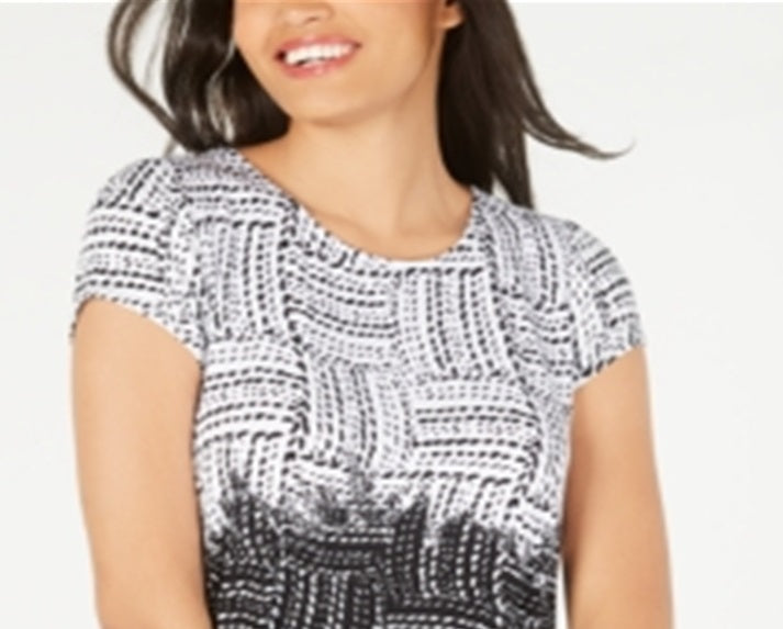 Camiseta feminina Alfani com estampa cruzada, preta, tamanho X-G