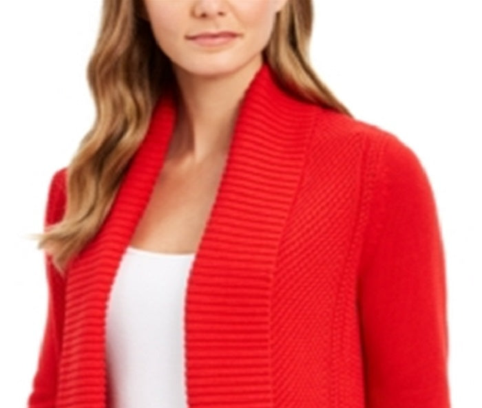 Cardigan feminino Charter Club com gola xale e frente aberta, tamanho X-G, vermelho