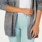 Cardigan feminino estilo &amp; co com decote em V e frente aberta, cinza, tamanho pequeno e grande