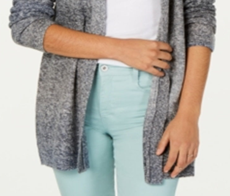 Cardigan feminino estilo &amp; co com decote em V e frente aberta, cinza, tamanho pequeno e grande