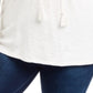 Blusa feminina estilo &amp; co plus size de algodão bordado com gola amarrada, branco fresco, tamanho 0X