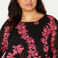 Blusa túnica feminina Alfani Plus Floral High Low, preta, tamanho 4X