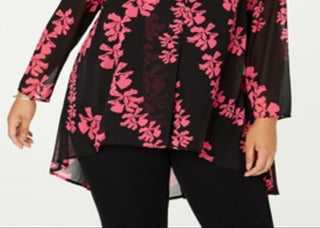 Blusa túnica feminina Alfani Plus Floral High Low, preta, tamanho 4X