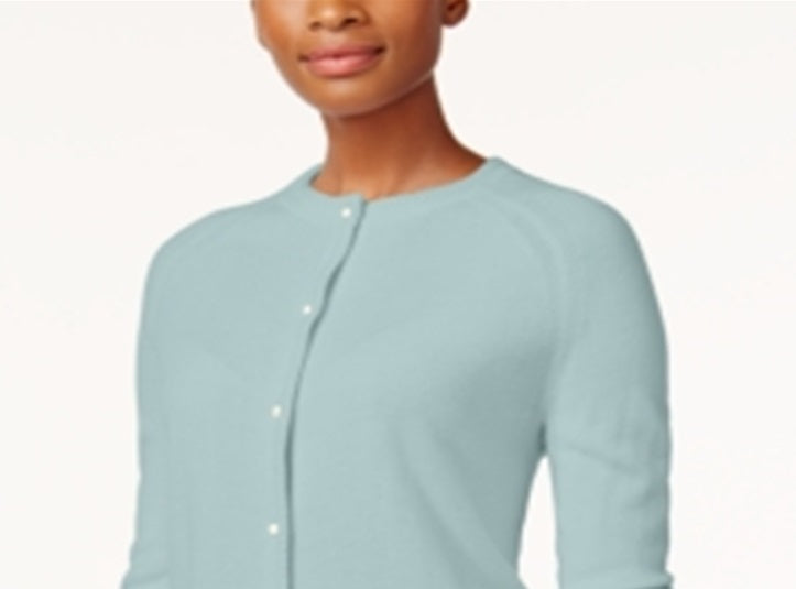 Karen Scott Cardigan Feminino com Botões e Contas Azul Tamanho XS