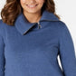 Karen Scott Suéter Feminino de Algodão com Zíper e Gola Azul Tamanho X-G