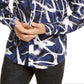 Camisa masculina de cetim estampada com botões da INC International Concepts, azul, tamanho 2XB