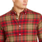 Camisa casual de flanela com botões clássicos xadrez Club Room masculina, tamanho pequeno, verde
