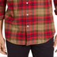 Camisa casual de flanela com botões clássicos xadrez Club Room masculina, tamanho pequeno, verde