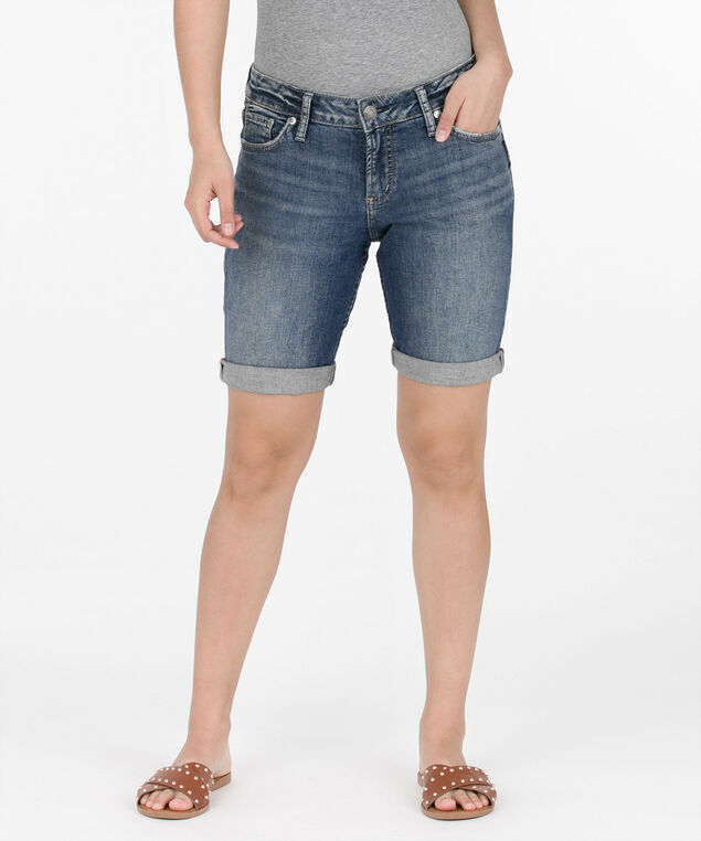 Bermuda jeans feminina Elyse Roll Cuff, azul, tamanho 27, da Silver Jeans Co.