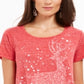 Camiseta feminina com estampa gráfica de rena Style &amp; Co, vermelha, tamanho pequeno, extragrande