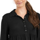 Camisa oversized feminina Style &amp; Co com mangas dobradas, preta, tamanho GG