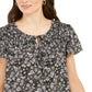 Blusa feminina estilo &amp; co com decote dividido e franzido, preta, tamanho M