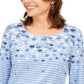 Karen Scott Blusa Listrada Feminina Falling Hearts Azul Tamanho P