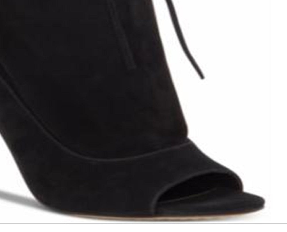 Botas casuais femininas Vince Camuto Avera Suede Bootie pretas tamanho 7,5 M