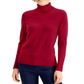 Suéter feminino de gola alta JM Collection, vermelho, tamanho X-S