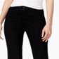 Calça jeans feminina estilo &amp; co, cintura média, justa, preta, tamanho 2