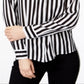 Camisa listrada feminina com botões INC International Concepts, preta, tamanho X-G