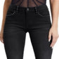 Calça jeans skinny Guess Selah Studded Curve feminina, preta, tamanho 30