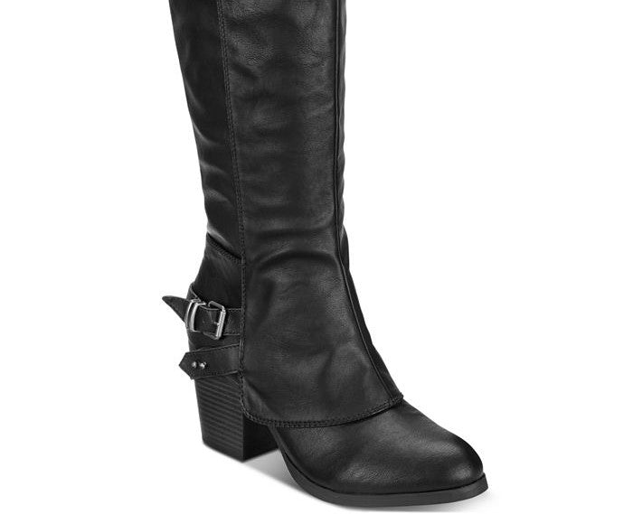 Botas femininas American Rag Emilee Almond Toe até o joelho, tamanho 10 M, na cor cinza