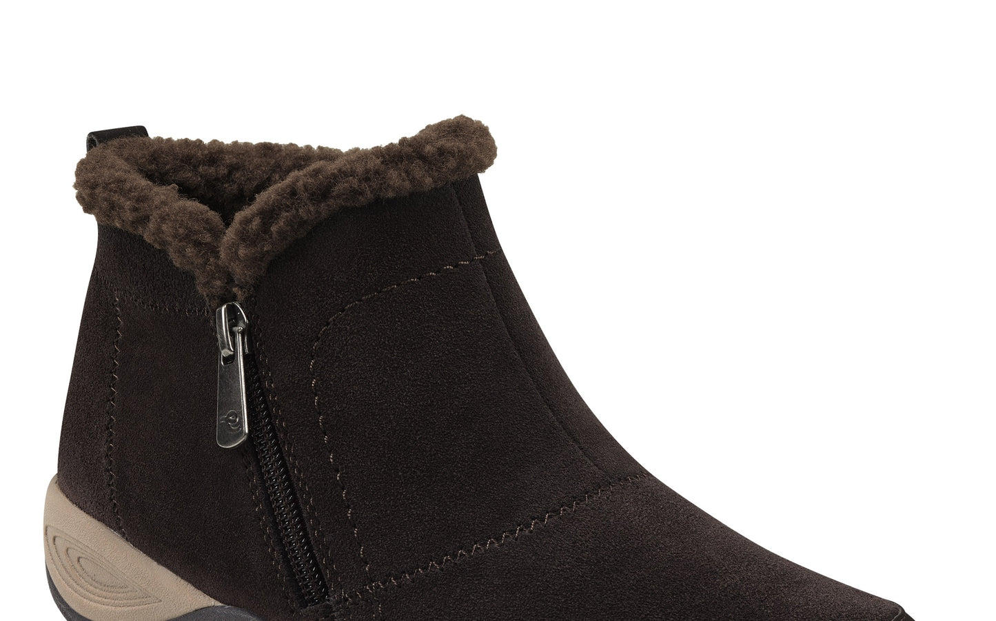 Easy Spirit Botas femininas com zíper e palmilha removível com patchwork e acabamento em pele, repelente à água, com suporte para arco, bico redondo e confortável, tamanho 8 M