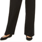 Calça feminina JM Collection com perna larga e ajuste folgado, preta, tamanho X-S