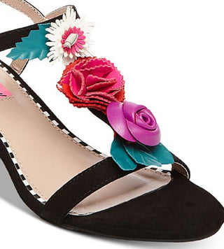 Betsey Johnson Andey Open Toe Feminino Ocasião Especial Tira em T Preto Tamanho 6,5