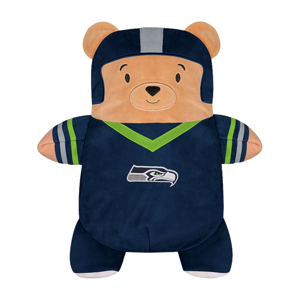 Moletom com capuz e pelúcia macios Cubcoats para meninos, Seattle Seahawks 2 em 1, com zíper e transformação, azul