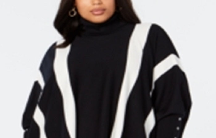 Poncho feminino Alfani Plus listrado preto, tamanhos 2X