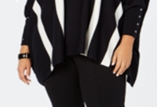 Poncho feminino Alfani Plus listrado preto, tamanhos 2X