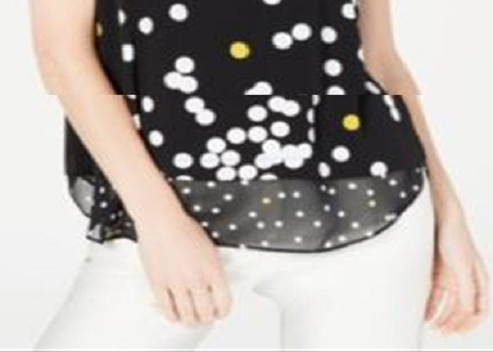 Blusa sem mangas com bainha tecida estampada feminina Adidas, preta, tamanho pequeno, extrapequeno