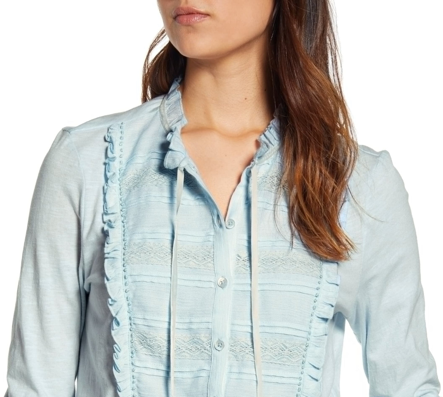 Blusa de smoking feminina Lucky Brand de algodão, azul, tamanho grande