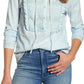 Blusa de smoking feminina Lucky Brand de algodão, azul, tamanho grande