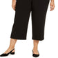 Calça culotte feminina Alfani Plus com cinto e detalhes em ferragens, preta, tamanho 20W