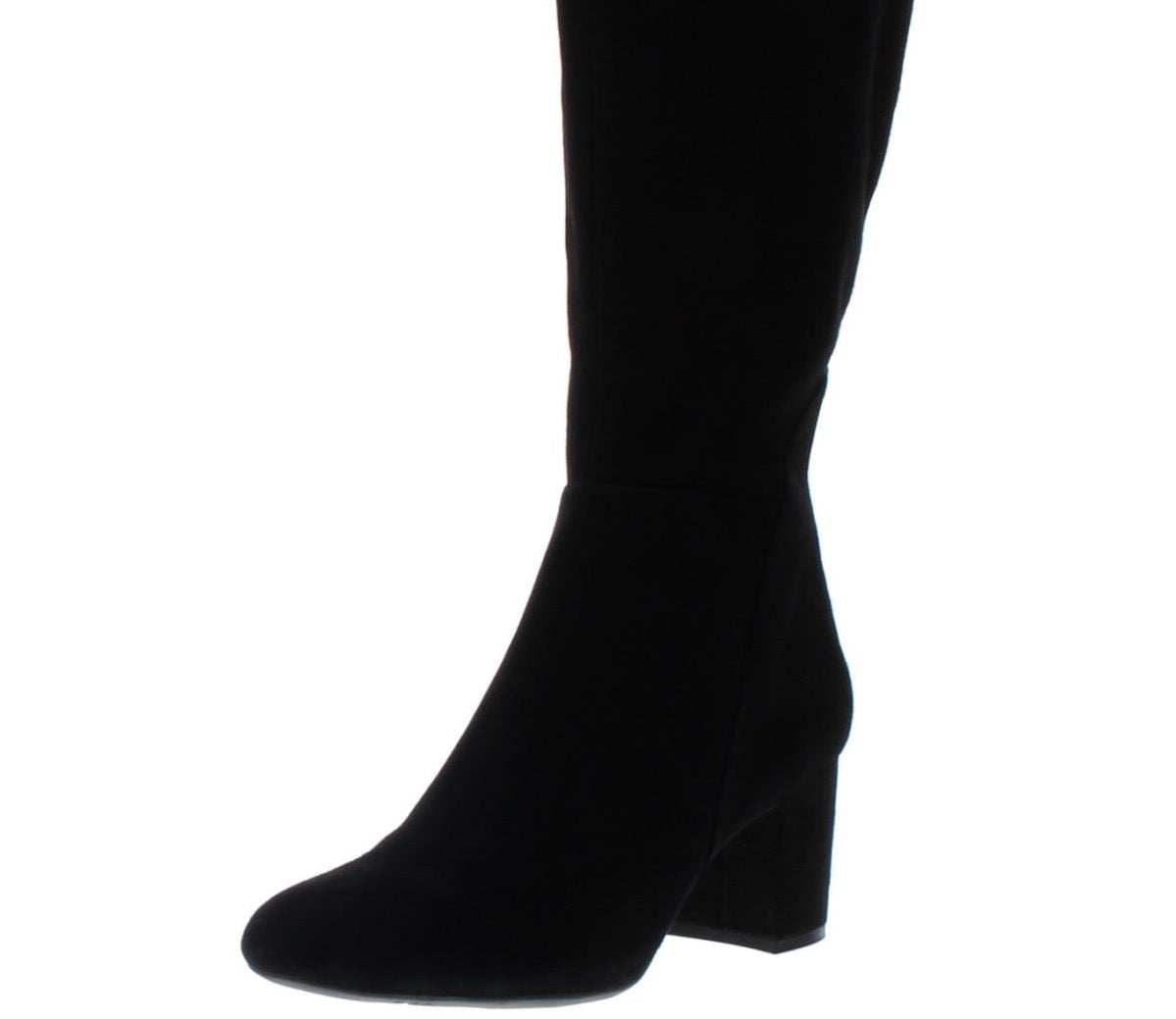 Botas sociais femininas de camurça com zíper e salto bloco da INC International Concepts, pretas, tamanho 6