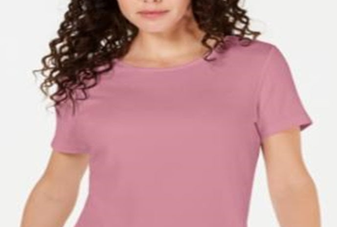 Camiseta feminina Karen Scott lisa rosa tamanho médio