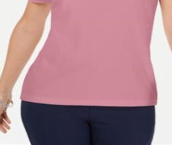 Camiseta feminina Karen Scott lisa rosa tamanho médio