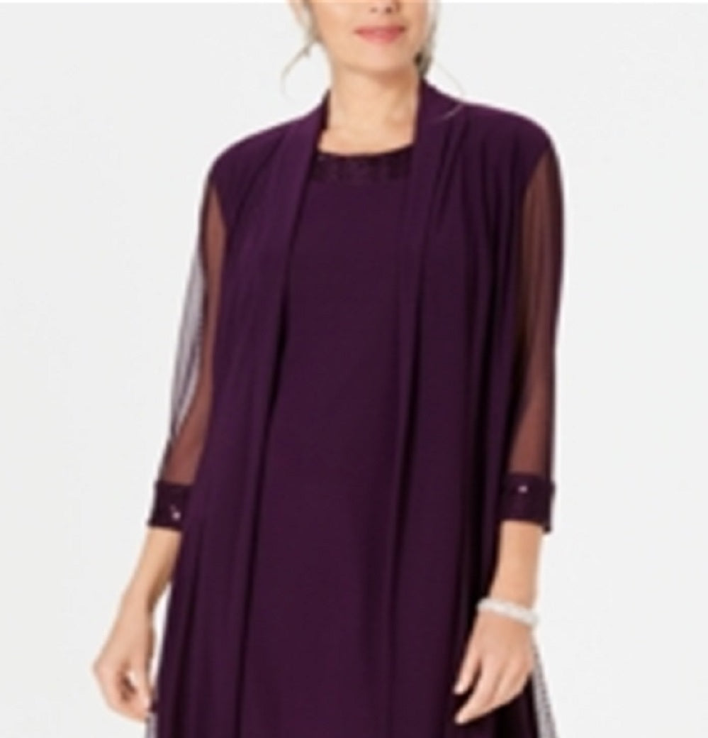 Jaqueta e vestido feminino R &amp; M Richards roxo tamanho 10 pequeno