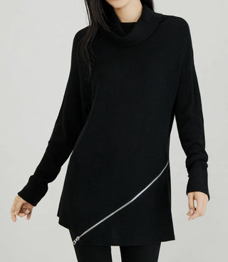 Moletom feminino Bar III com zíper nas costas e nervuras, preto, tamanho GG