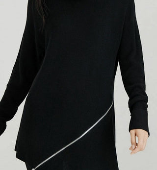 Moletom feminino Bar III com zíper nas costas e nervuras, preto, tamanho GG