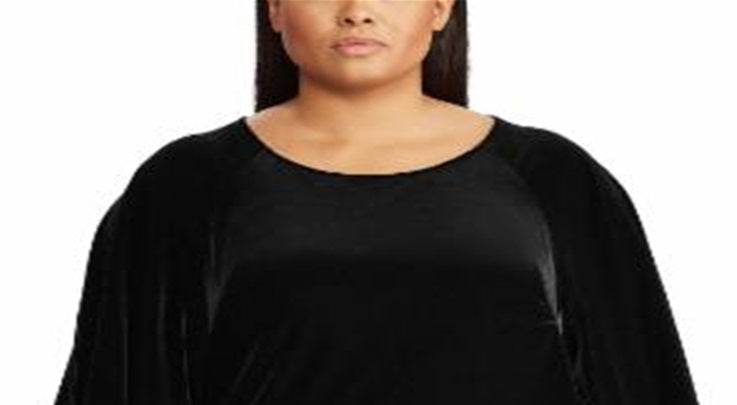 Camiseta Ralph Lauren Plus Velvet Manga Flutter Feminina Preta Tamanho 3X
