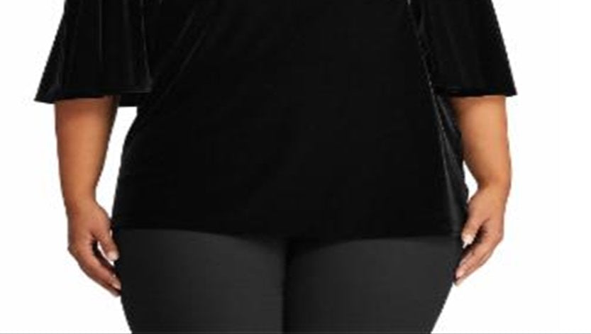Camiseta Ralph Lauren Plus Velvet Manga Flutter Feminina Preta Tamanho 3X