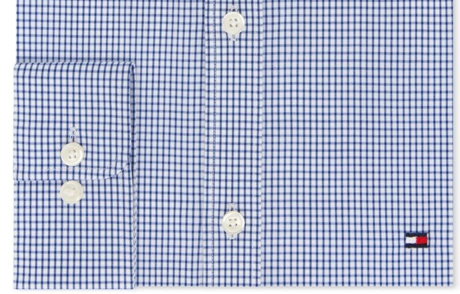 Camisa social masculina Tommy Hilfiger Slim Fit Performance Stretch Azul Tamanho 16,5 x 34 x 35