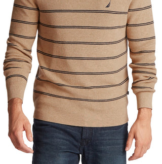 Suéter listrado Nautica Navtech masculino, marrom, tamanho XXL