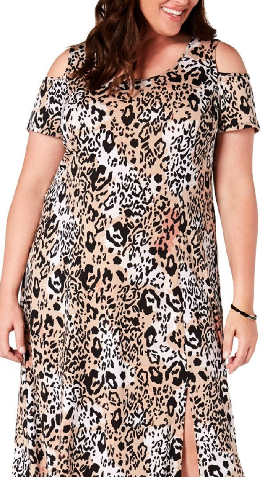 Vestido longo de festa feminino NY Collection Plus com ombros descobertos, marrom, tamanho 2X